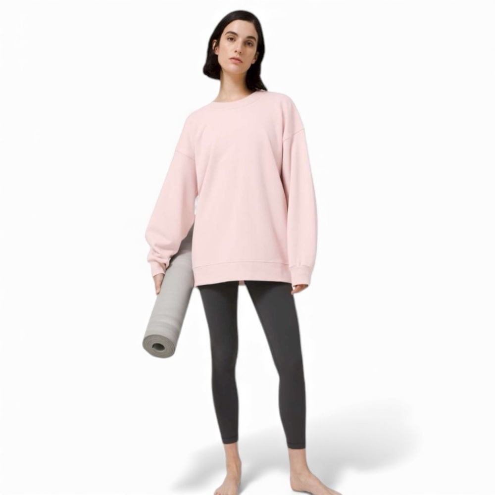 Lululemon Perfectly Oversized Crew Cotton Sweatshirt In Porcelain Pink